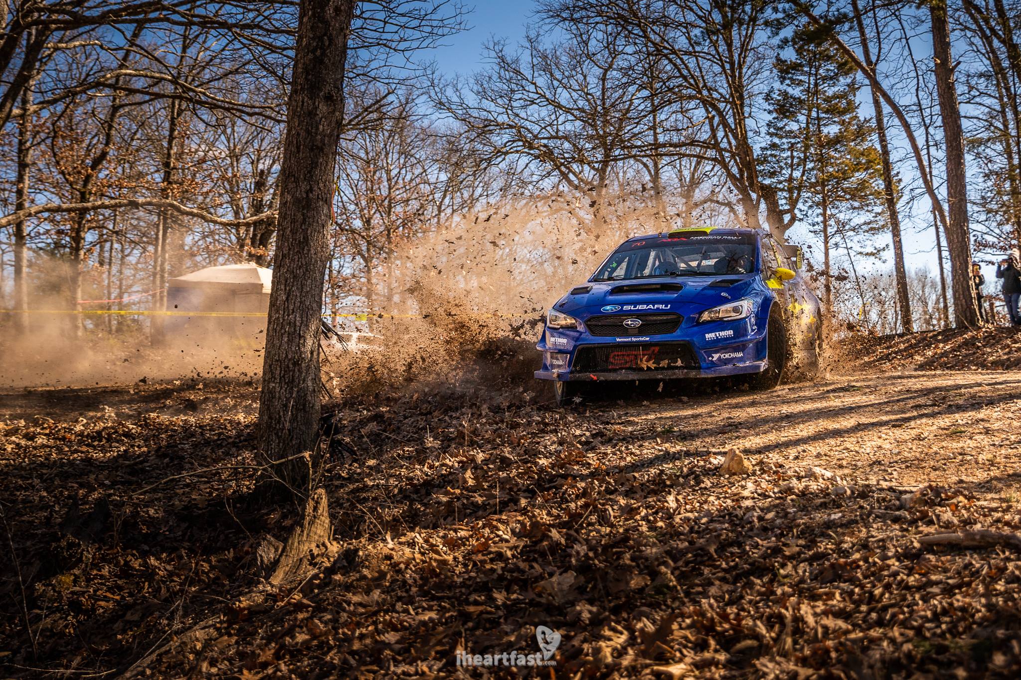 Oliver Solberg getting sideways at his first event with Subaru Motorsports.