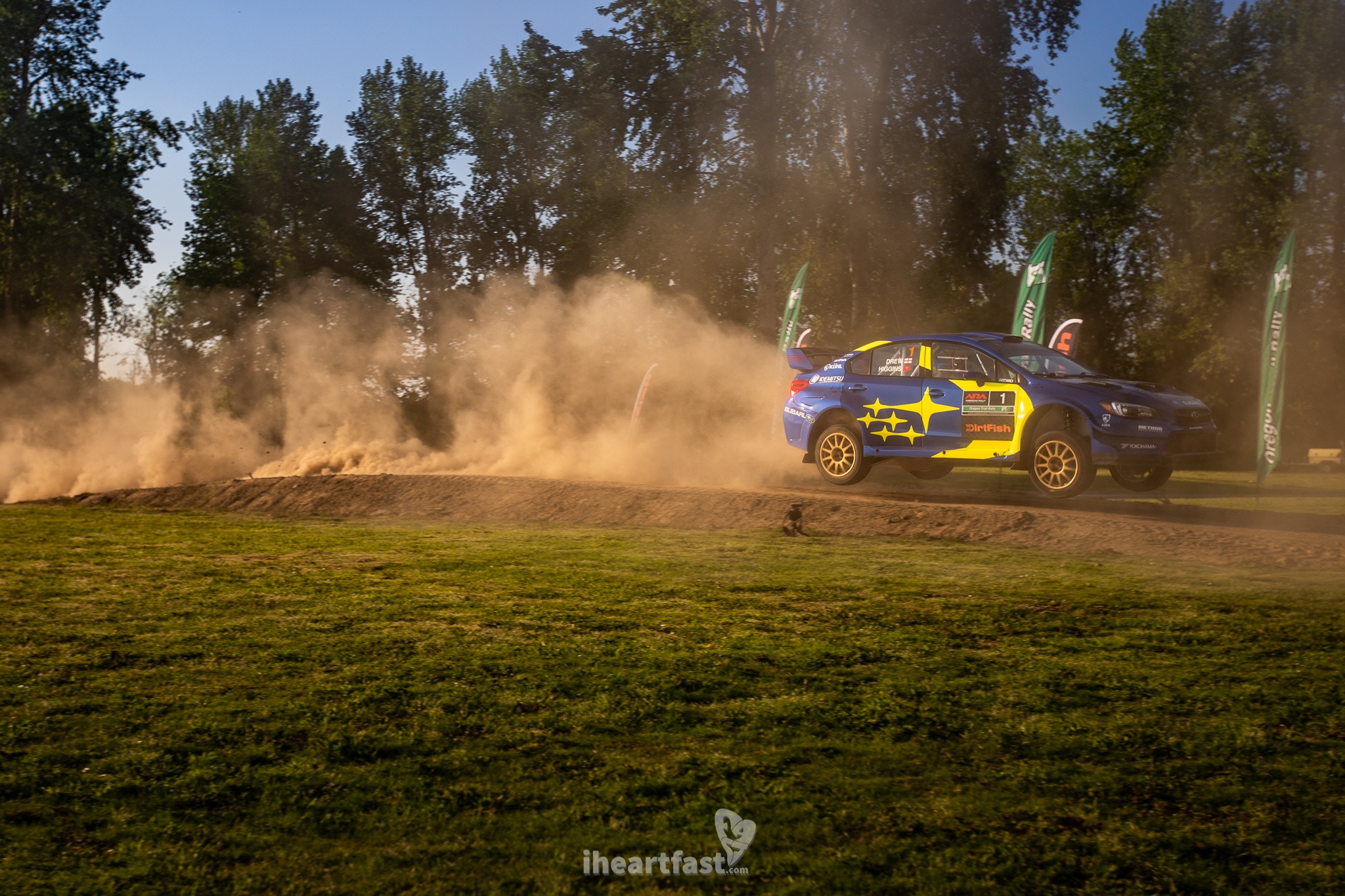 Higgins and Drew jumping in the dust