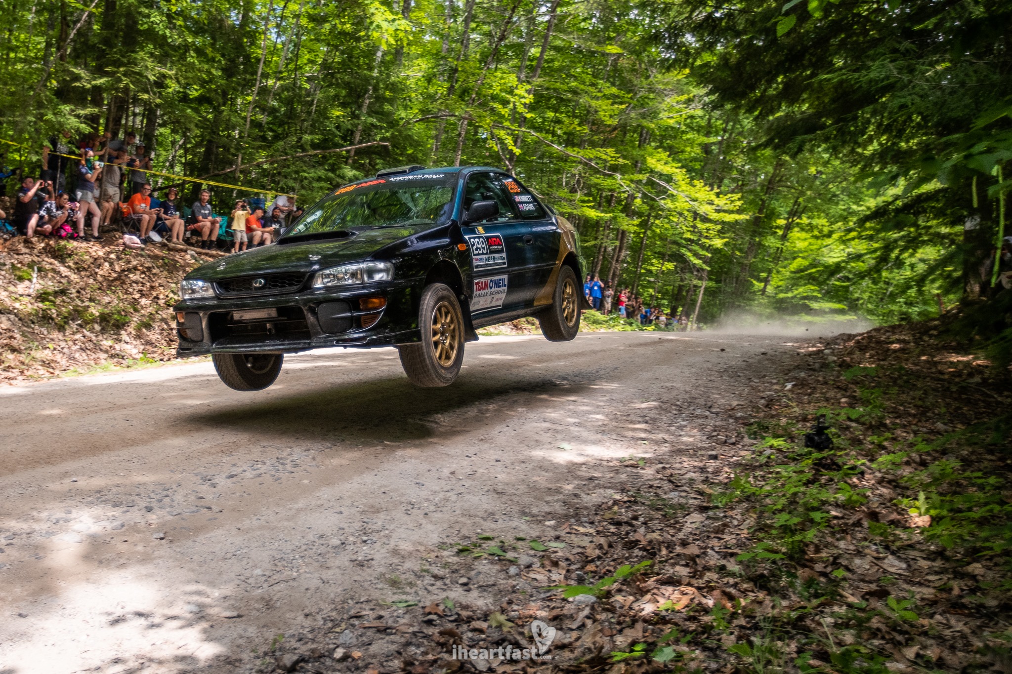 Adam Kimmett and Dom Adams flying over the jump at NEFR before suffering a big off.